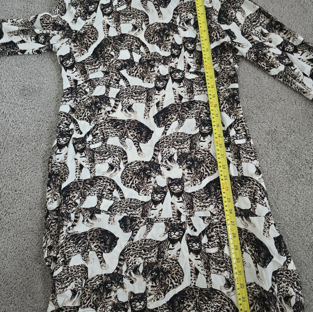 H&M Bengal Cat Print Novelty Dress Long Sleeve Animal Print EU 40 US 10 - Picture 5 of 16